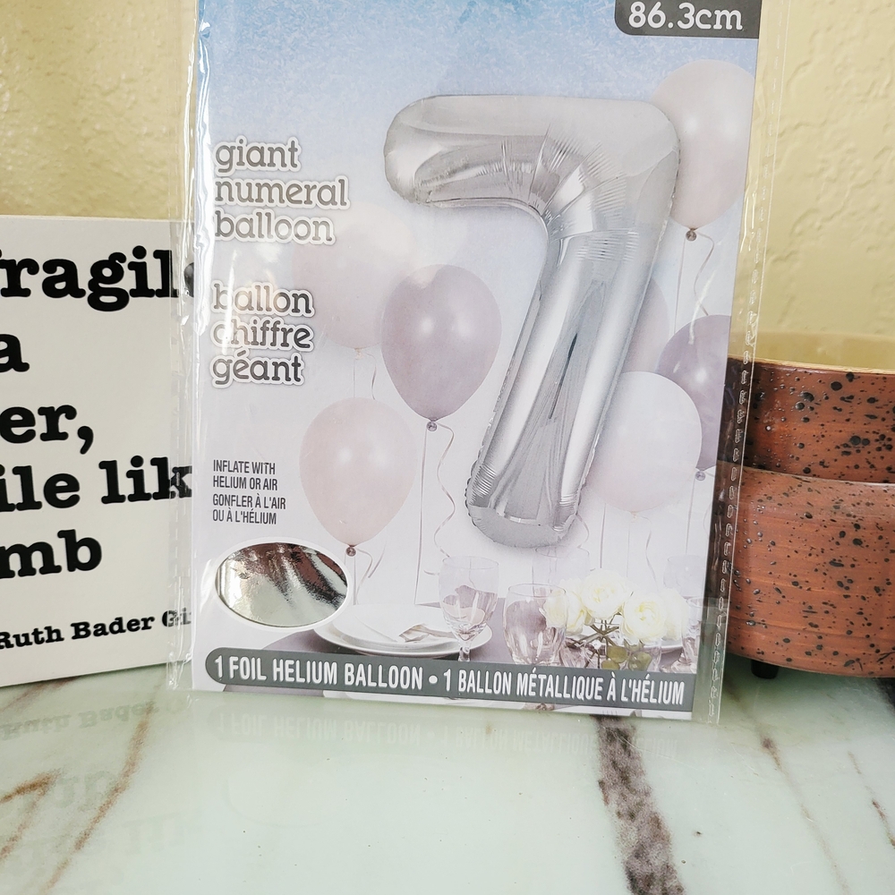 Helium Silver Giant Numeral Balloon - 7